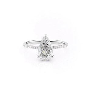 The Maia Set With A 1 Carat Pear 18K White Gold Lab Diamond