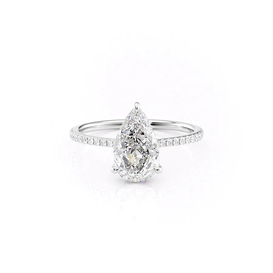 The Pave Maia Set With A 1 Carat Pear 14K White Gold Lab Diamond