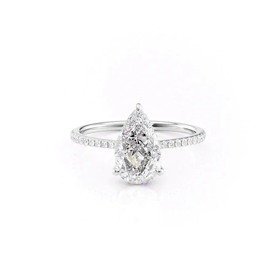 The Maia Set With A 2 Carat Pear 18K White Gold Lab Diamond