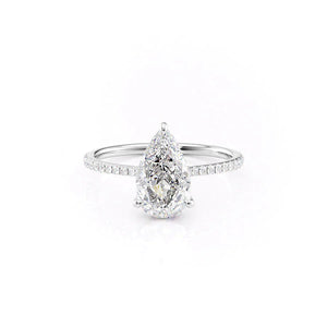 The Pave Maia Set With A 2.5 Carat Pear 14K White Gold Lab Diamond
