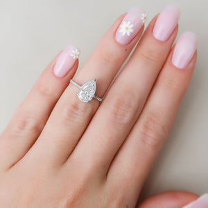 The Pave Maia Set With A 2 Carat Pear 14K White Gold Lab Diamond