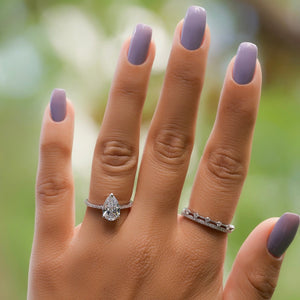 The Pave Maia Set With A 1.5 Carat Pear 18K White Gold Lab Diamond
