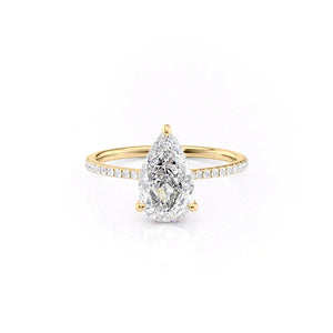 The Pave Maia Set With A 2 Carat Pear 14K Yellow Gold Lab Diamond