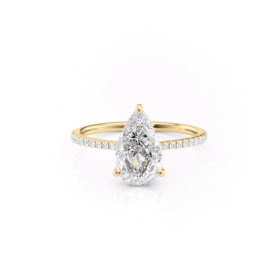 The Pave Maia Set With A 2 Carat Pear 18K Yellow Gold Lab Diamond