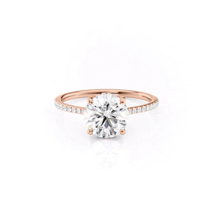 The Pave Maia Set With A 2 Carat Round 14K Rose Gold Lab Diamond