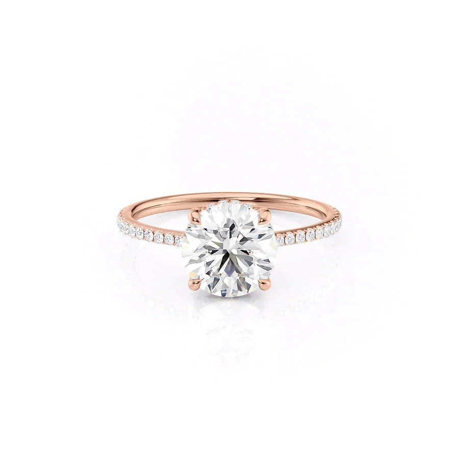 The Maia Set With A 2 Carat Round 14K Rose Gold Lab Diamond