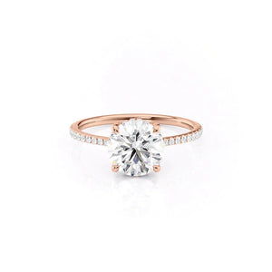 The Maia Set With A 1 Carat Round 14K Rose Gold Lab Diamond