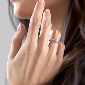 The Maia Set With A 1 Carat Round 14K White Gold Lab Diamond
