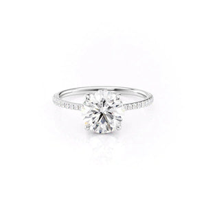 The Pave Maia Set With A 2.5 Carat Round 14K White Gold Lab Diamond