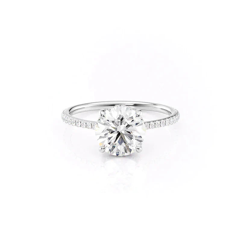 The Pave Maia Set With A 3 Carat Round 14K White Gold Lab Diamond