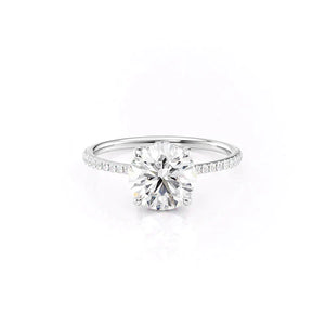 The Pave Maia Set With A 3 Carat Round 14K White Gold Lab Diamond