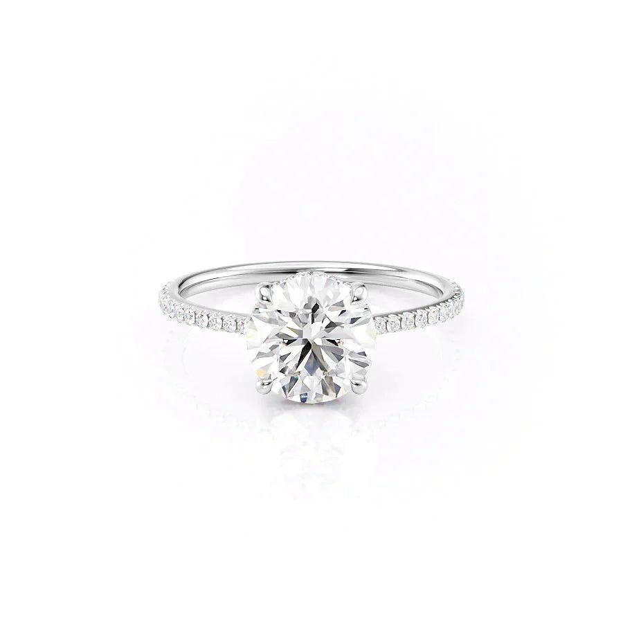 The Maia Set With A 2 Carat Round 18K White Gold Lab Diamond