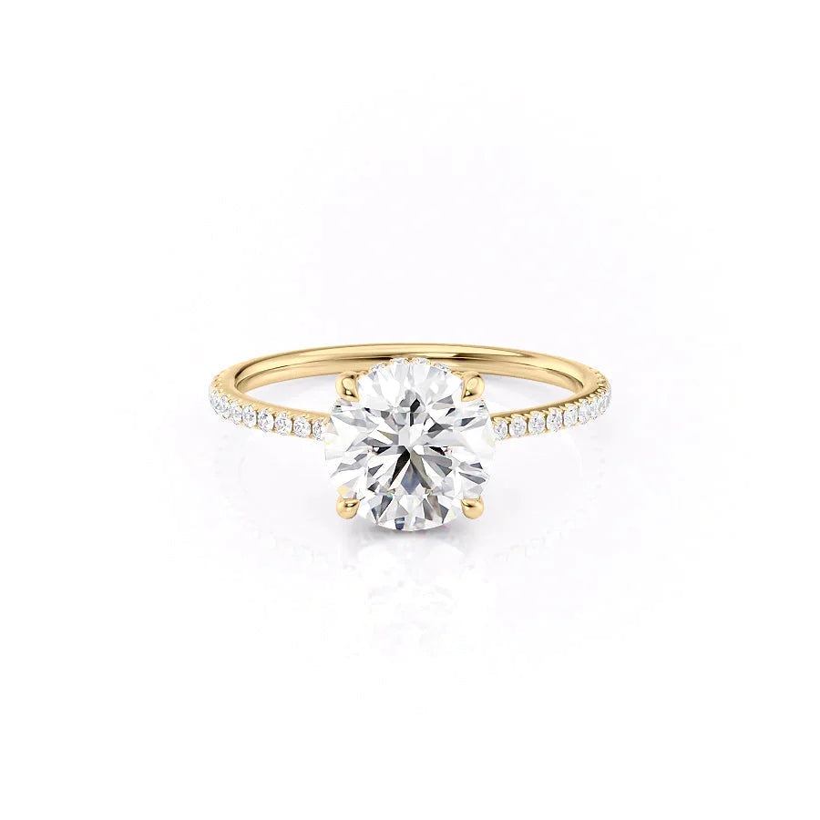 The Pave Maia Set With A 3 Carat Round 18K Yellow Gold Lab Diamond