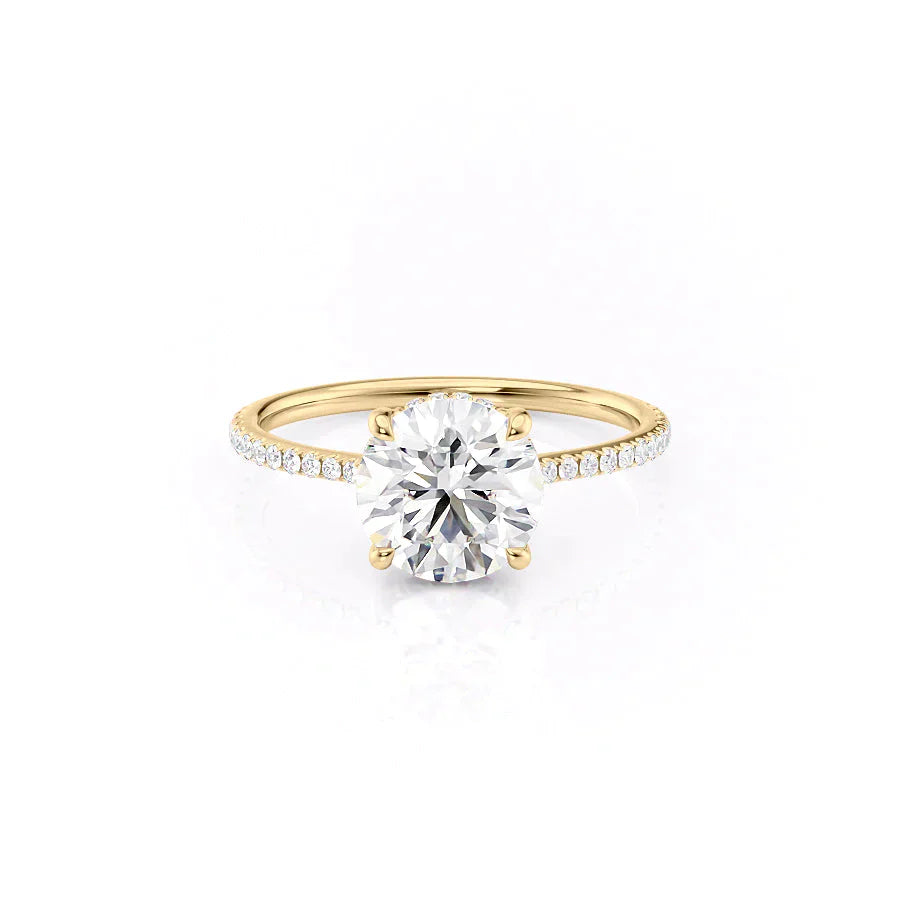 The Maia Set With A 1 Carat Round 14K Yellow Gold Lab Diamond