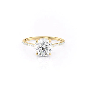 The Maia Set With A 2.5 Carat Round 14K Yellow Gold Lab Diamond