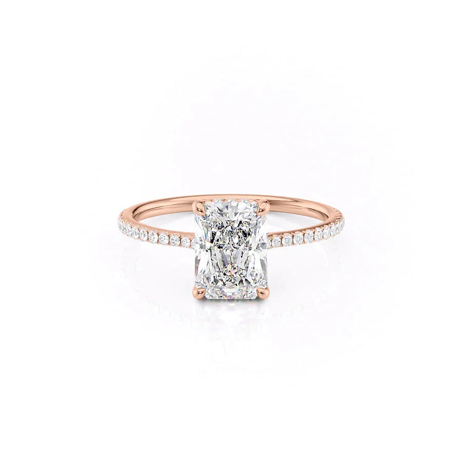 The Pave Maia Set With A 1.5 Carat Radiant 14K Rose Gold Lab Diamond