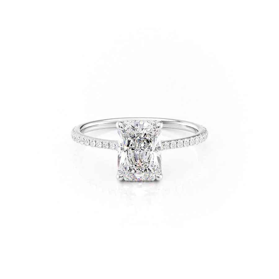 The Pave Maia Set With A 2.5 Carat Radiant 14K White Gold Lab Diamond