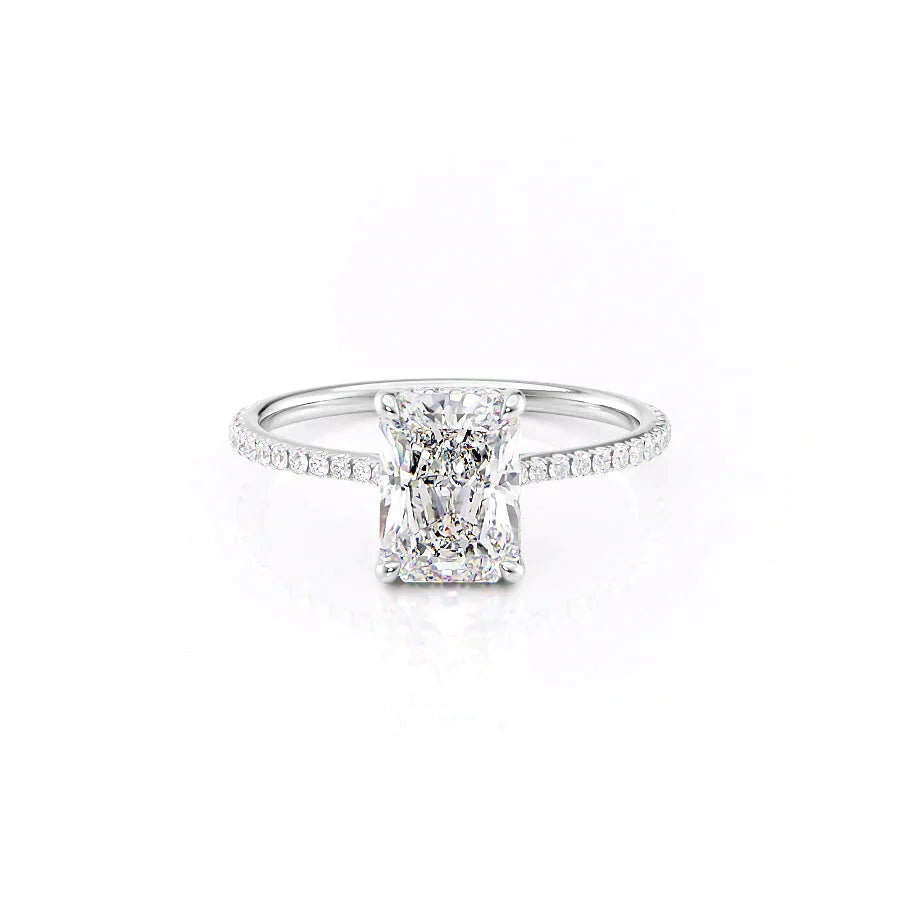 The Maia Set With A 1 Carat Radiant 18K White Gold Lab Diamond
