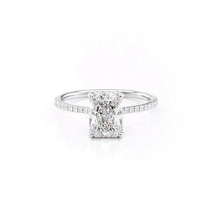 The Maia Set With A 3 Carat Radiant 18K White Gold Lab Diamond
