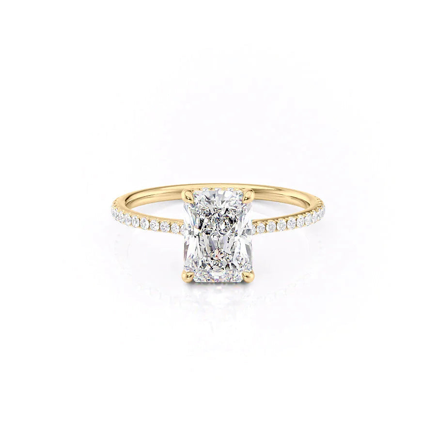 The Pave Maia Set With A 1 Carat Radiant 18K Yellow Gold Lab Diamond