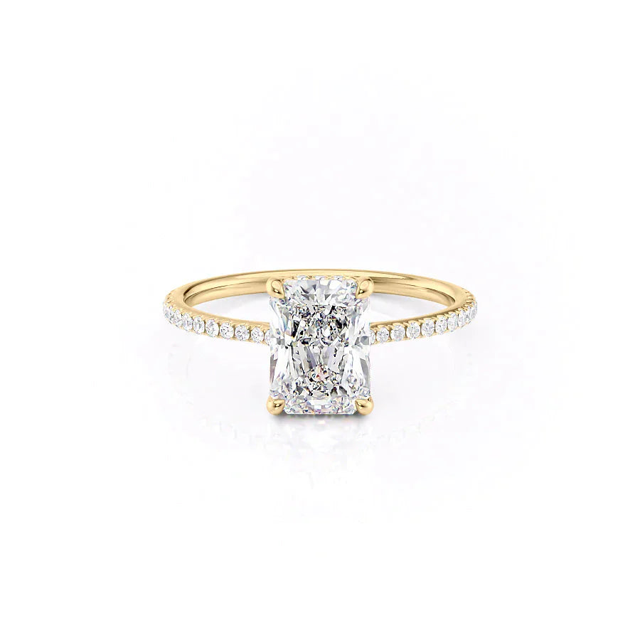 The Maia Set With A 1 Carat Radiant 14K Yellow Gold Lab Diamond