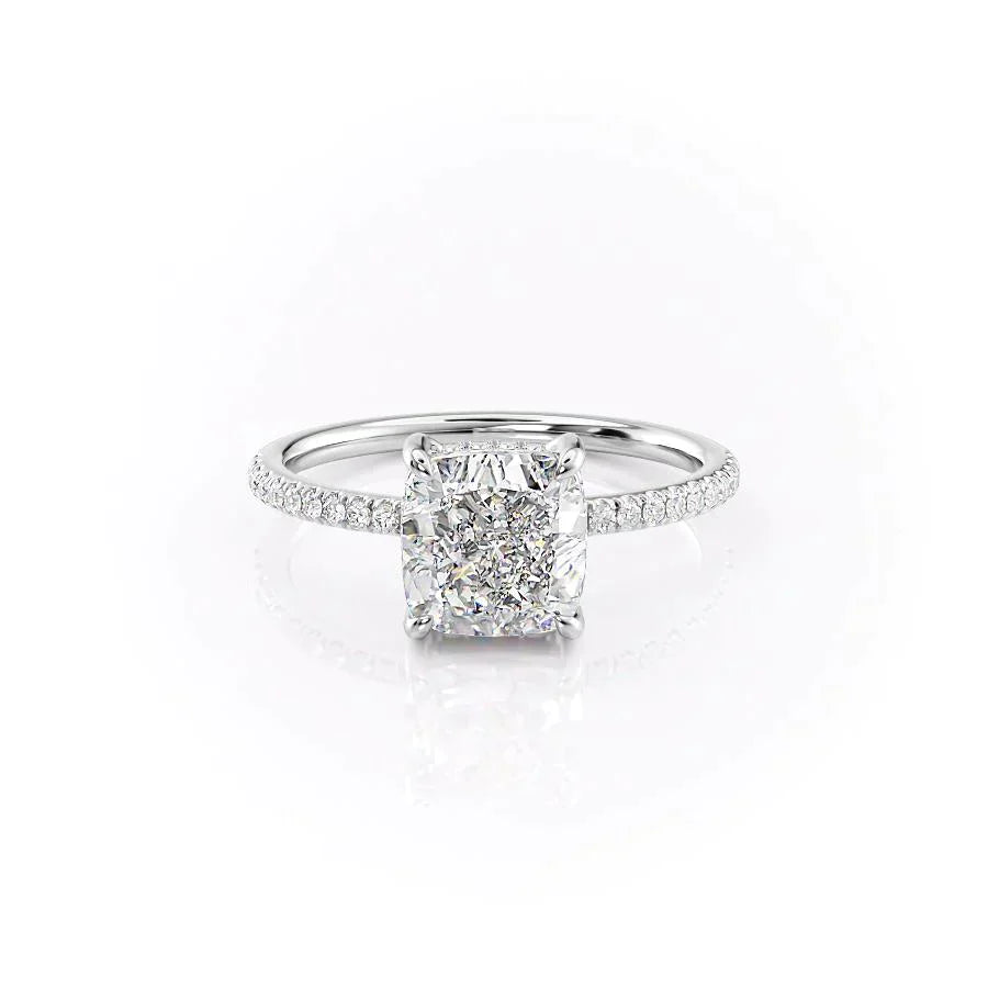 The Mandy Set  With A 5 Carat Cushion 18K White Gold Moissanite