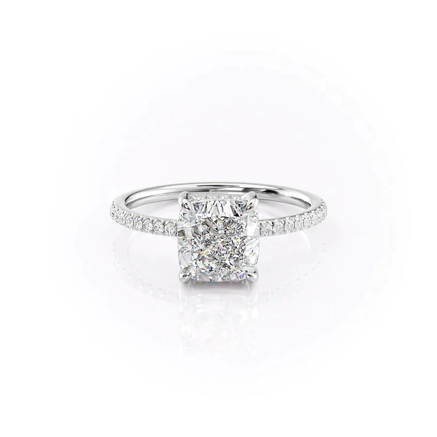 The Mandy Set  With A 1 Carat Cushion 14K White Gold Moissanite