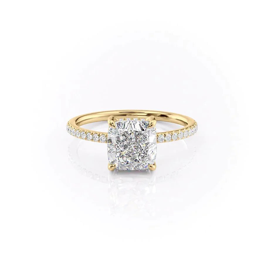 The Mandy Set  With A 1 Carat Cushion 18K Yellow Gold Moissanite