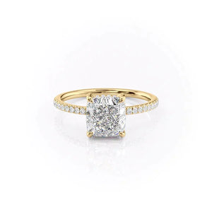 The Mandy Set  With A 4 Carat Cushion 18K Yellow Gold Moissanite