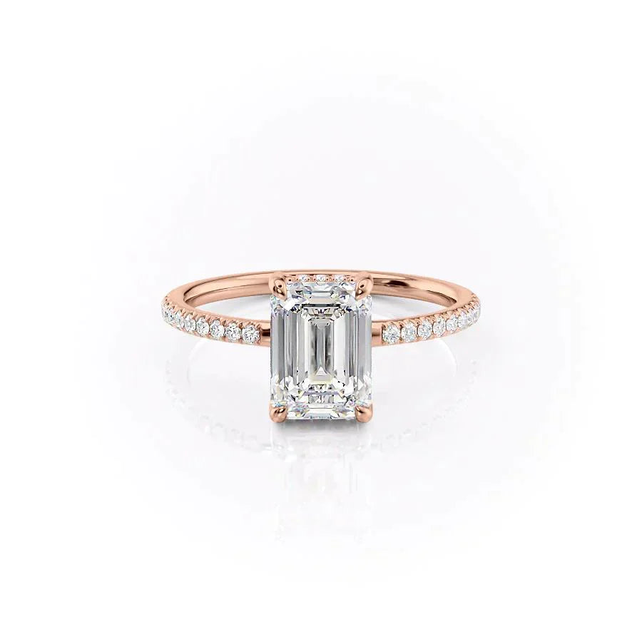 The Mandy Set  With A 2.5 Carat Emerald 14K Rose Gold Moissanite
