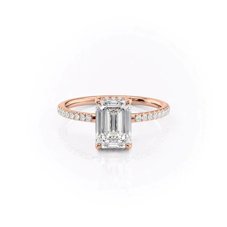 The Mandy Set  With A 1 Carat Emerald 14K Rose Gold Moissanite