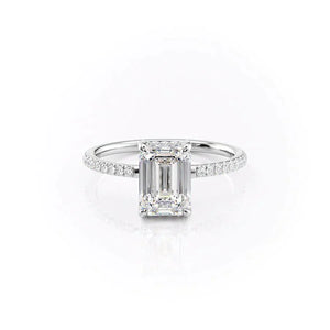 The Mandy Set  With A 2 Carat Emerald 14K White Gold Moissanite
