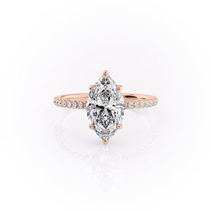 The Mandy Set  With A 4.5 Carat Marquise 14K Rose Gold Moissanite