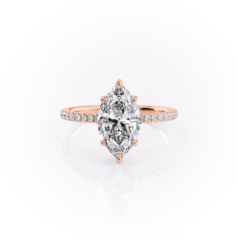 The Mandy Set  With A 3 Carat Marquise 14K Rose Gold Moissanite