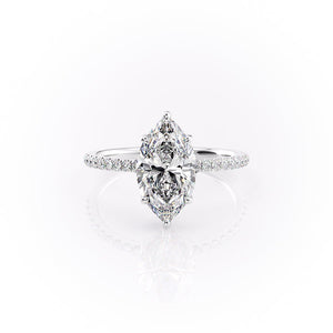 The Mandy Set  With A 2.5 Carat Marquise 18K White Gold Moissanite