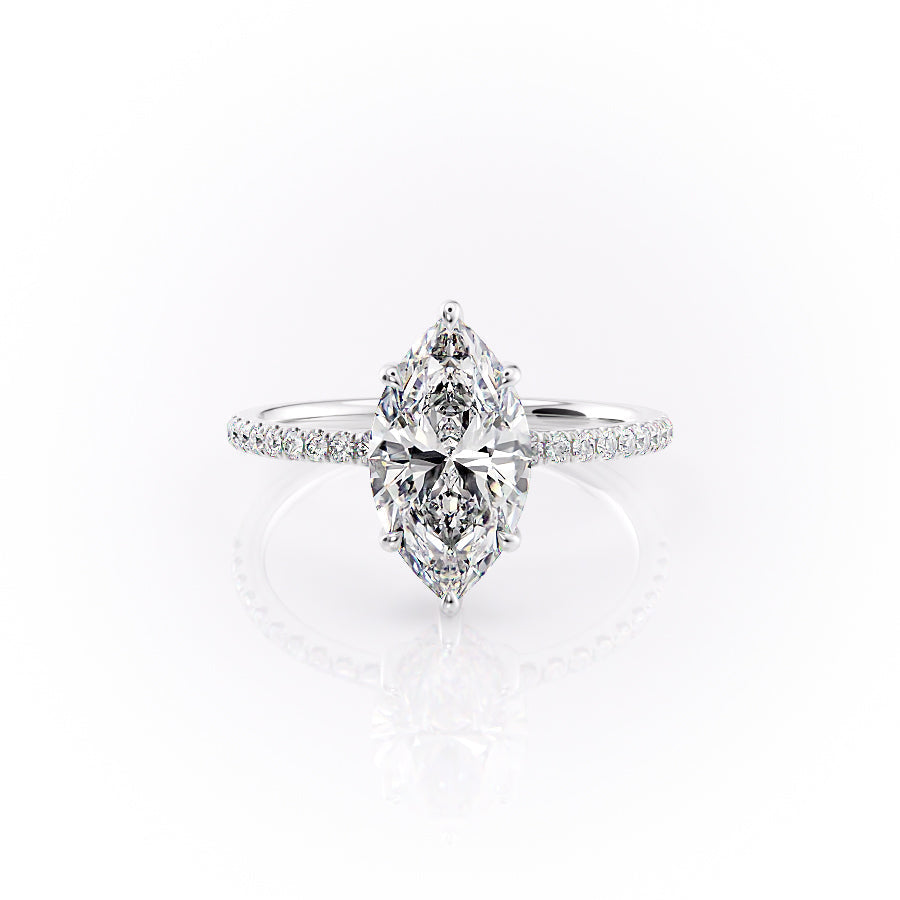 The Mandy Set  With A 4 Carat Marquise 14K White Gold Moissanite