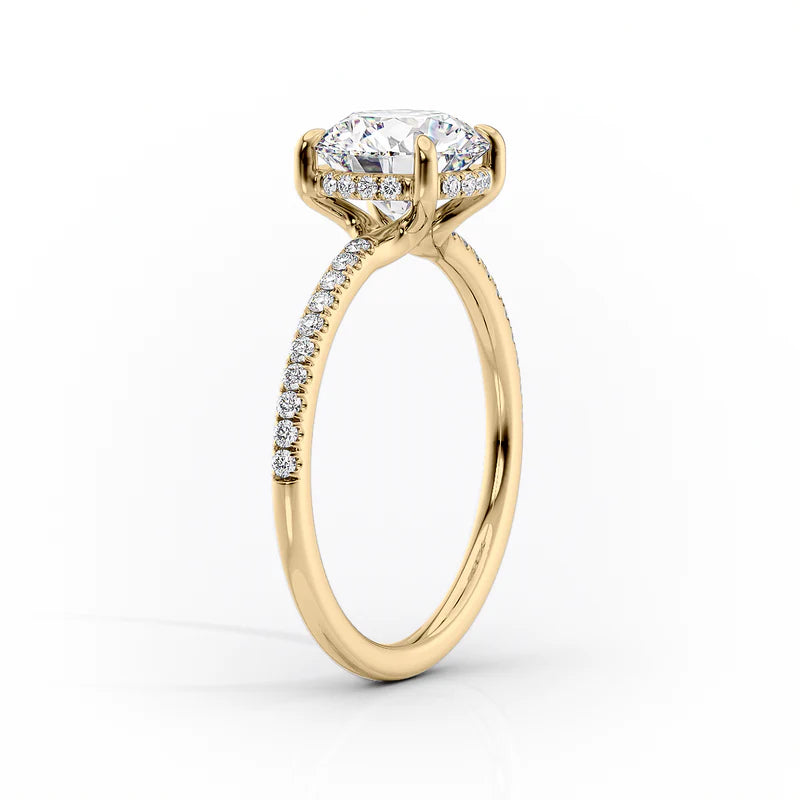 The Mandy Set  With A 1 Carat Marquise 14K Yellow Gold Moissanite