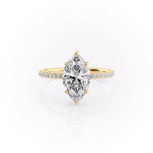 The Mandy Set  With A 3.5 Carat Marquise 14K Yellow Gold Moissanite