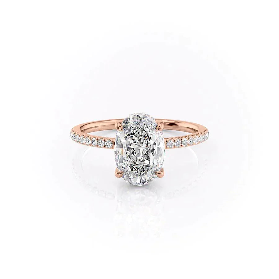 The Mandy Set  With A 2 Carat Oval 14K Rose Gold Moissanite