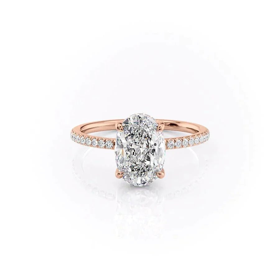 The Mandy Set  With A 5 Carat Oval 14K Rose Gold Moissanite