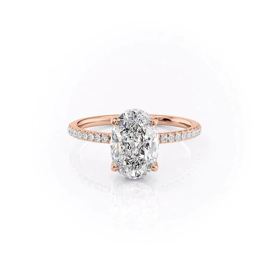 The Mandy Set  With A 1 Carat Oval 14K Rose Gold Moissanite