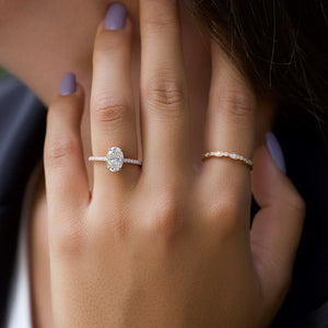 The Mandy Set  With A 1 Carat Oval 14K Rose Gold Moissanite
