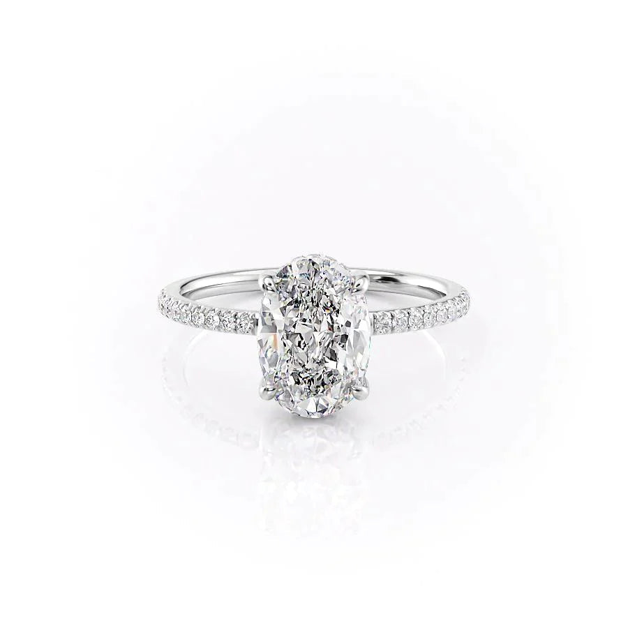 The Mandy Set  With A 1 Carat Oval 18K White Gold Moissanite