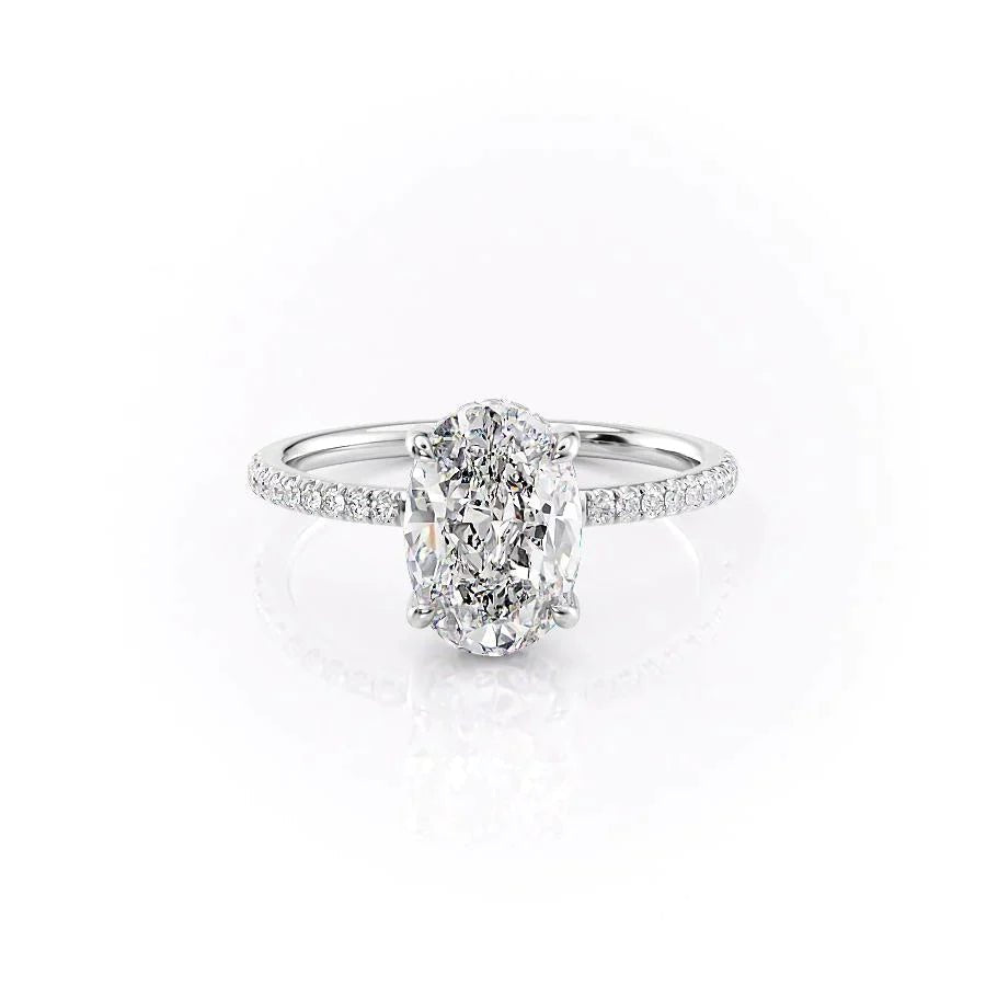 The Mandy Set  With A 1.5 Carat Oval 18K White Gold Moissanite