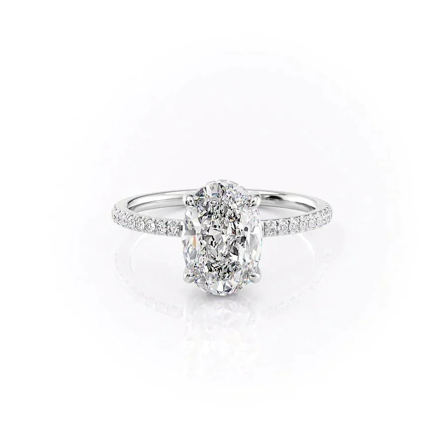 The Mandy Set  With A 1.5 Carat Oval 14K White Gold Moissanite