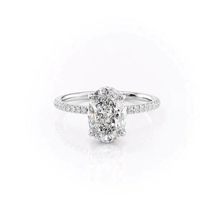 The Mandy Set  With A 2 Carat Oval 18K White Gold Moissanite