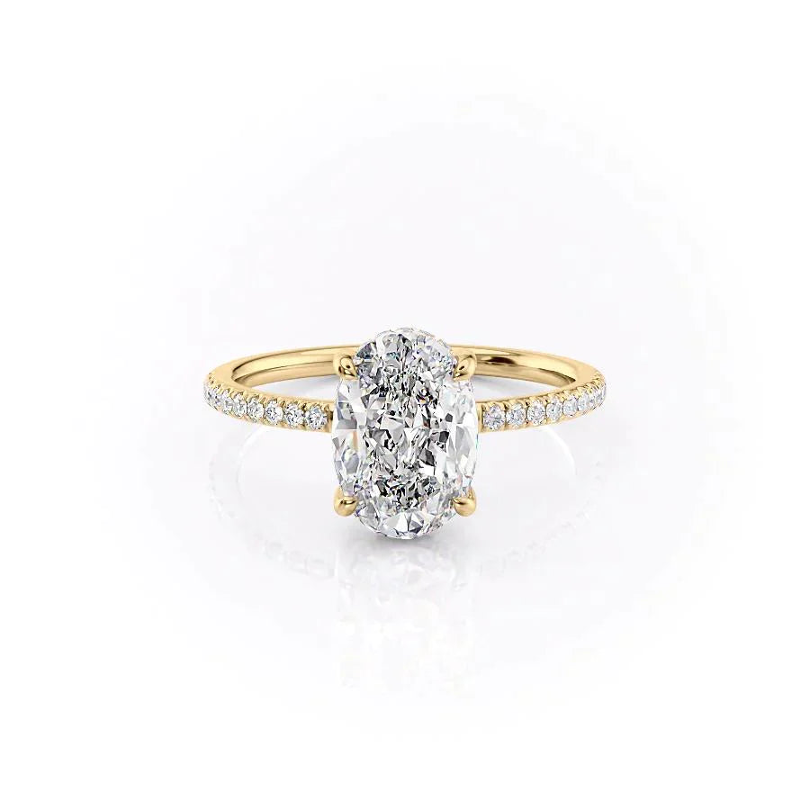 The Mandy Set  With A 4.5 Carat Oval 18K Yellow Gold Moissanite