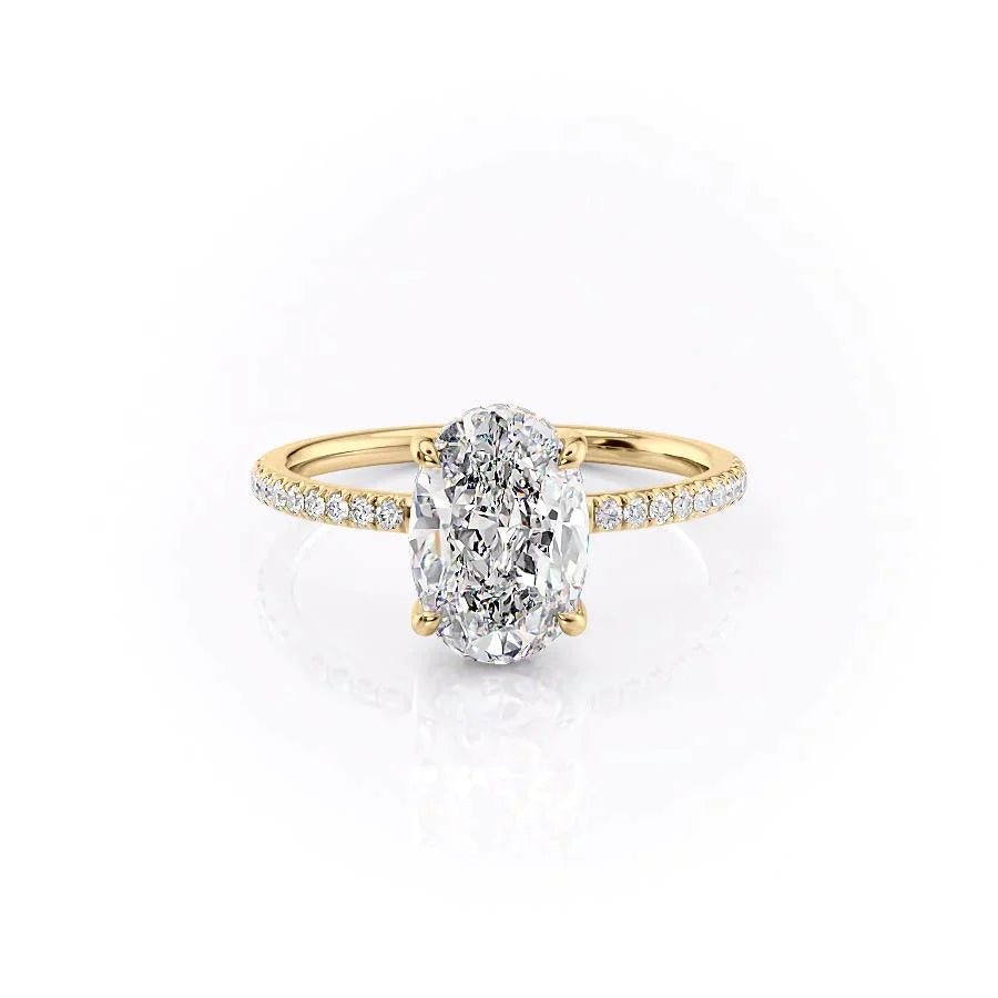 The Mandy Set  With A 1 Carat Oval 14K Yellow Gold Moissanite