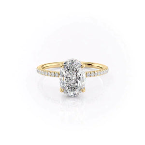 The Mandy Set  With A 5 Carat Oval 18K Yellow Gold Moissanite