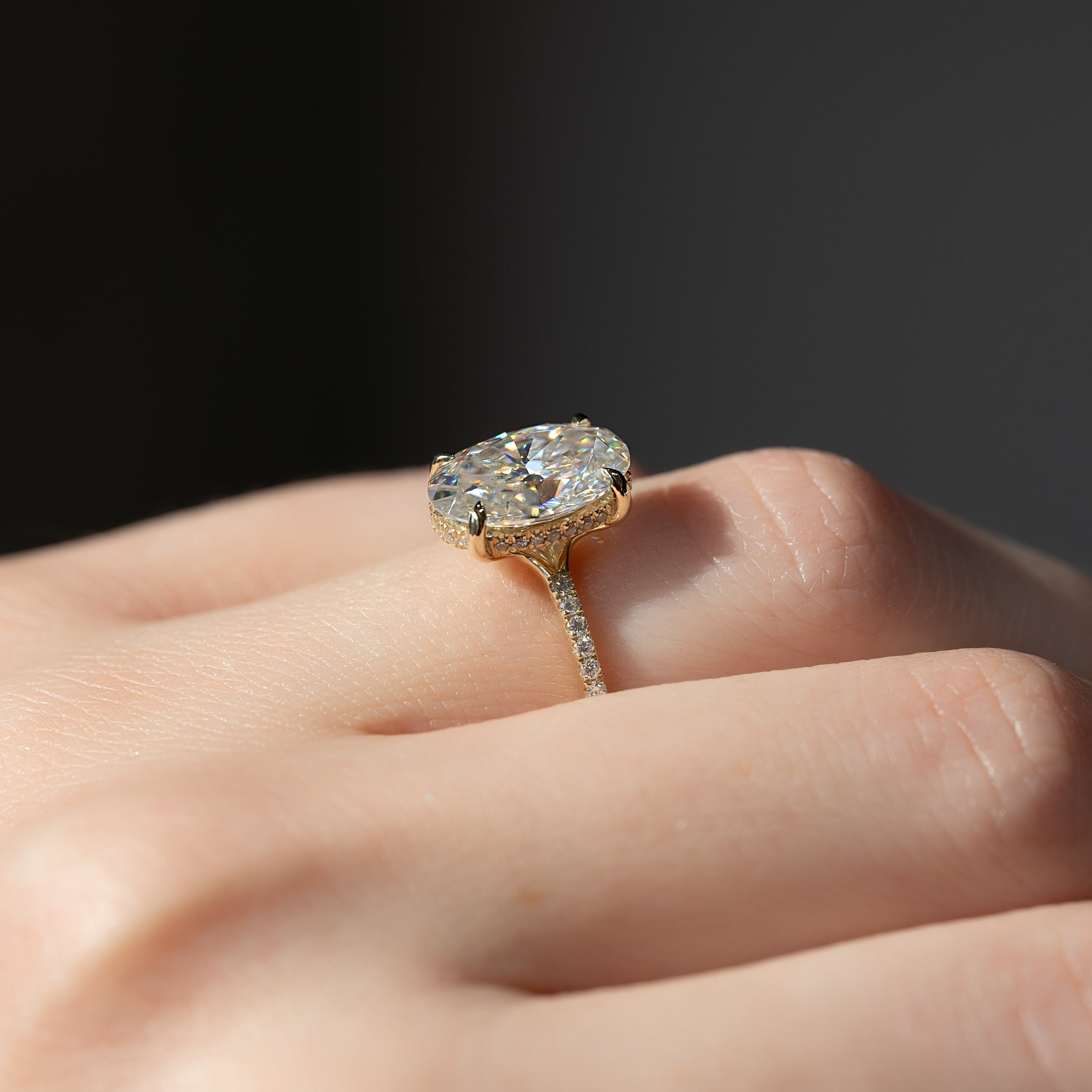 The Mandy Set  With A 1 Carat Oval 14K Yellow Gold Moissanite